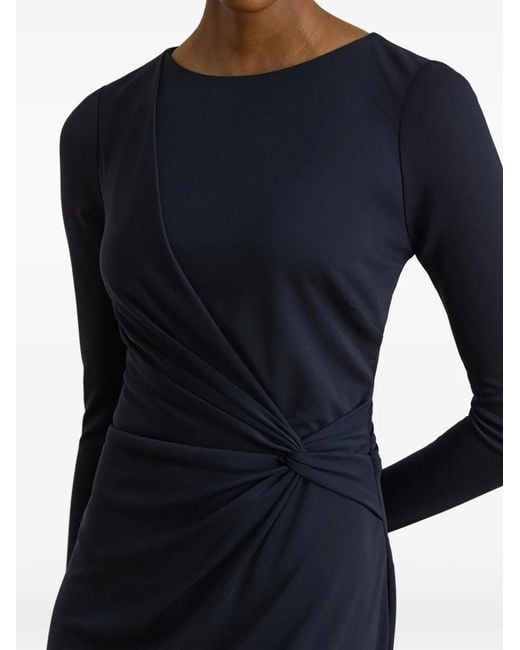 Ralph Lauren Blue Twist-Front Jersey Boat-Neck Midi Dress