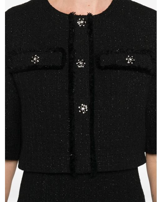 Maje Black Buttoned Tweed Mini Dress