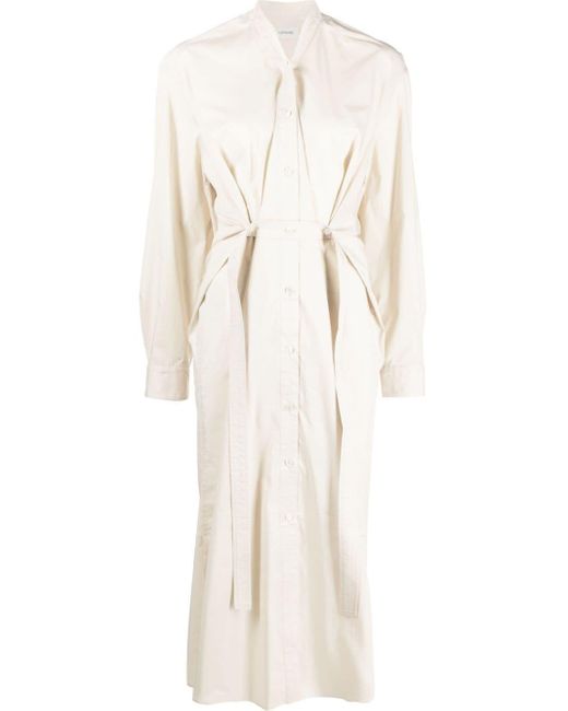 Lemaire Cotton Tilted Belted Button-up Robe Dress in Natural - Lyst