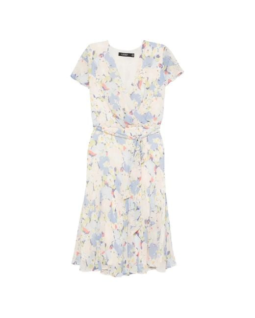 Ralph Lauren White Floral-Print Midi Dress