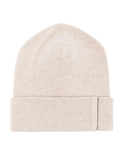 Brunello Cucinelli Natural Monili-Chain Cashmere Beanie