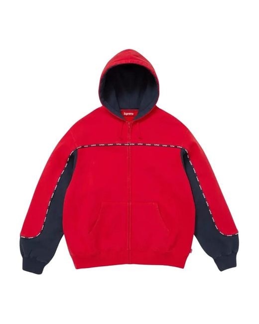 Supreme Red Piping Zip Hoodie for men