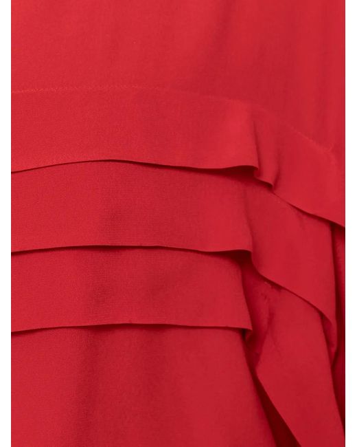 Nissa Red Pleat-Detail Top