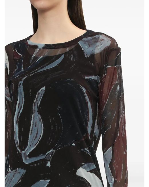Y's Yohji Yamamoto Blue Abstract-Print T-Shirt