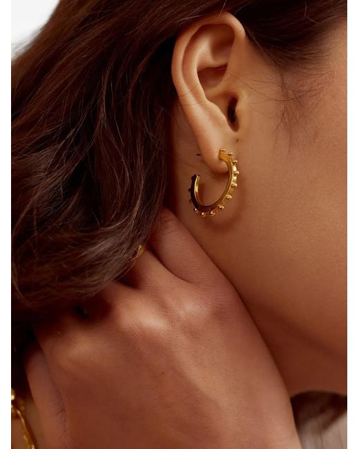Ottoman Hands Metallic Aida Beaded Hoop Earrings