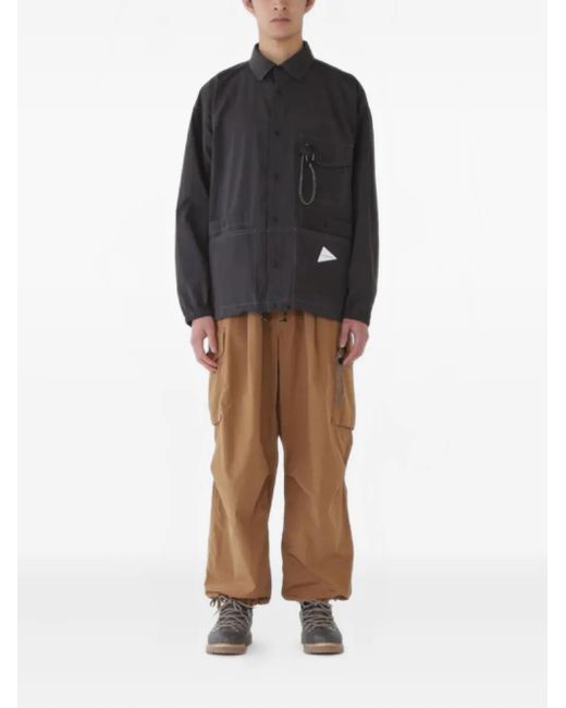 And Wander Black Chest-Pocket Chain-Detail Shirt for men