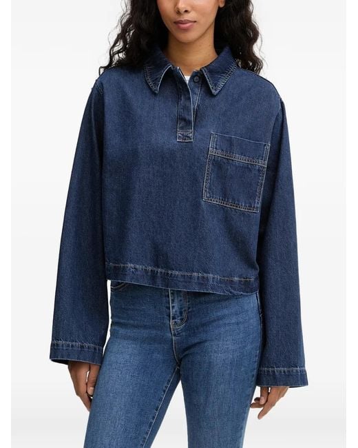 Marc O' Polo Blue Pocket-Detail Denim Polo Shirt