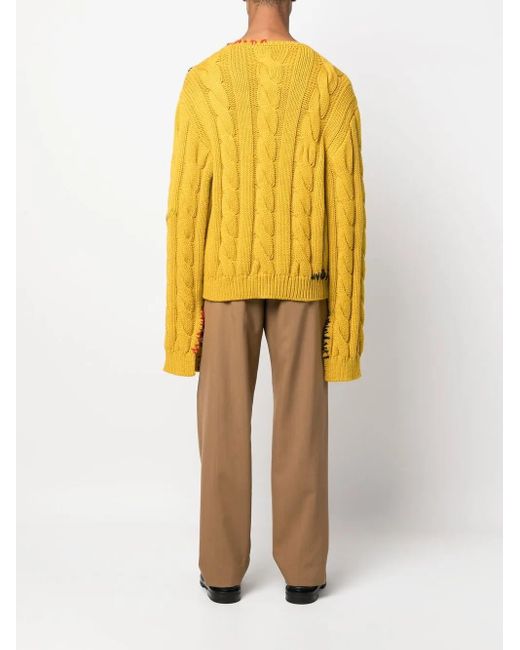 Marni Yellow Cable-Knit Virgin Wool Jumper for men