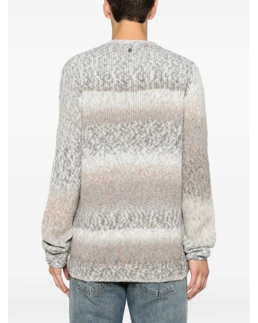 Dondup White Gradient-Effect Chunky-Knit Sweater for men