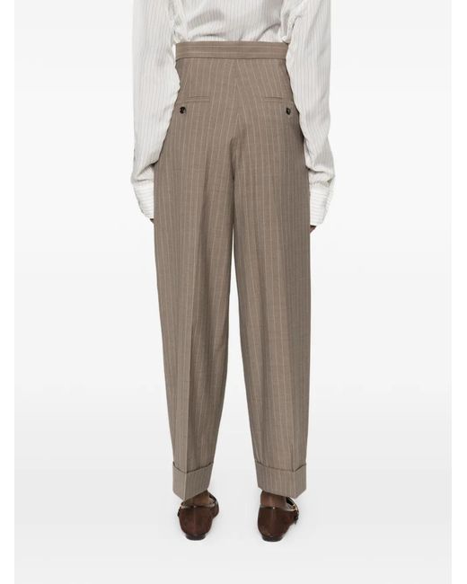 Max Mara Gray Manetta Pinstriped Trousers