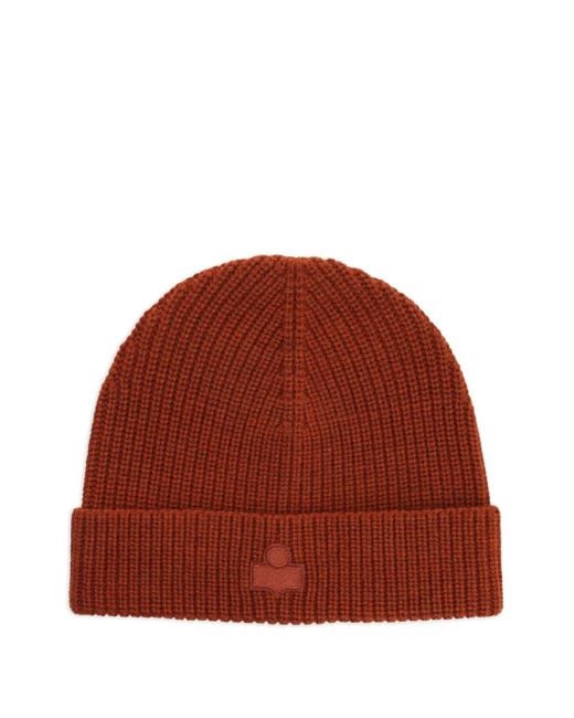 Isabel Marant Red Gerippte Beanie Mit Logo