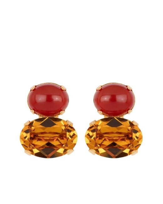 Jennifer Behr Yvette オーバルクリスタル ピアス Orange