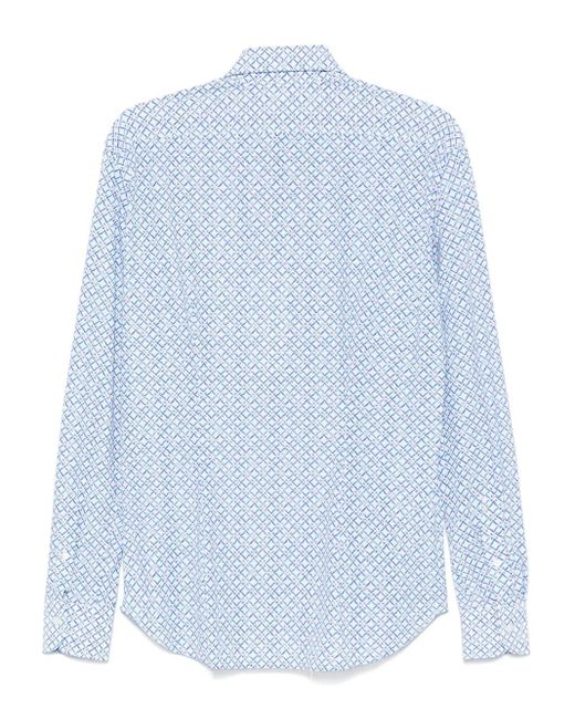Orian Blue Floral-Print Shirt for men