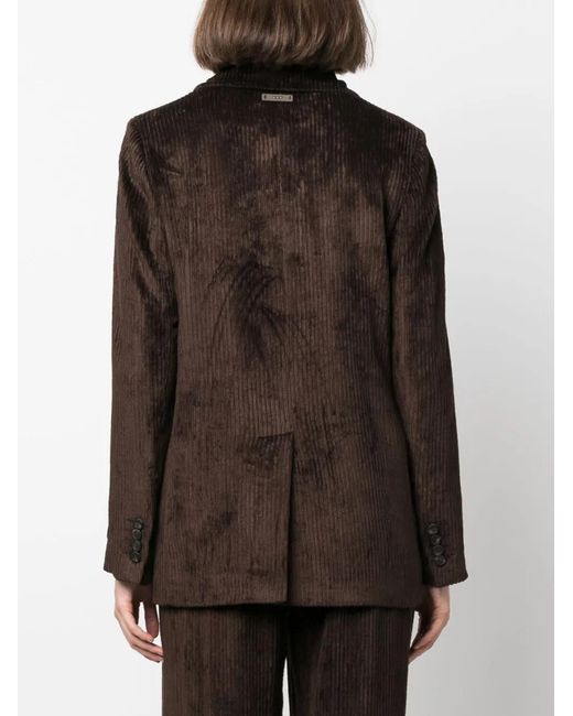 Peserico Black Tailored Corduroy Single-Brested Blazer