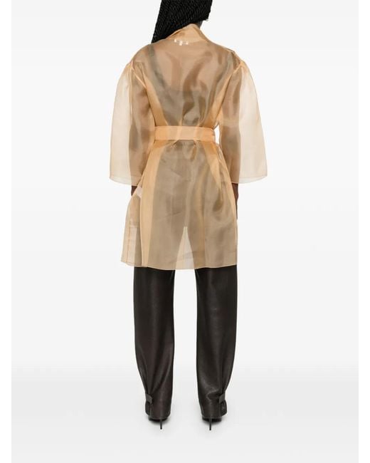 Antonelli White Sheer Belted Coat