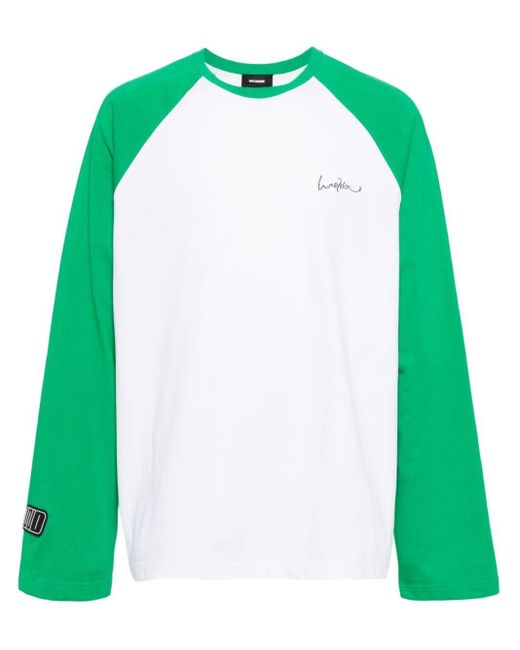 we11done Green Logo-embroidered Cotton T-shirt for men