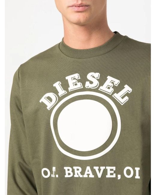 DIESEL Gray Logo-Print Jersey Sweatshirt for men