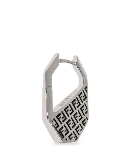 Fendi White Ff Motif Geometric Earring for men