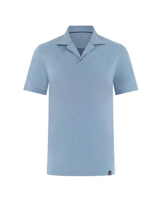 Boggi Blue Linen Blend Polo Shirt for men