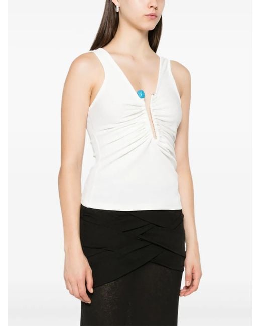 Christopher Esber White Crystal-Embellished Tank Top