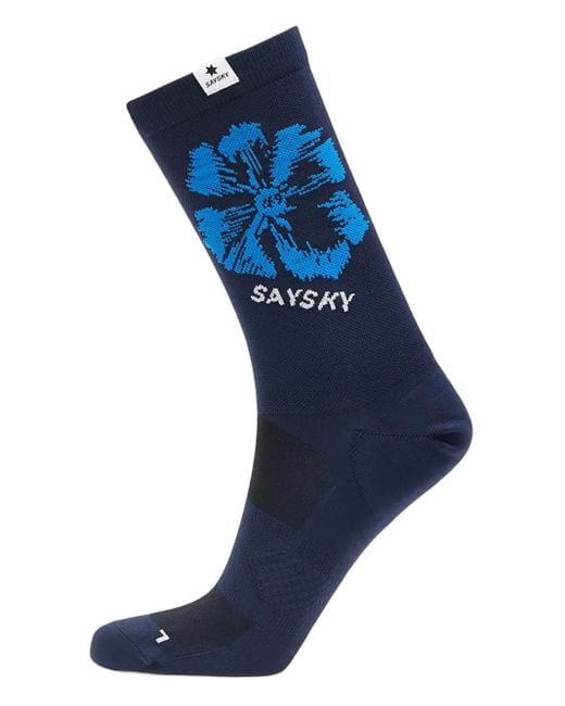 Saysky Blue Flower-Print Combat Socks