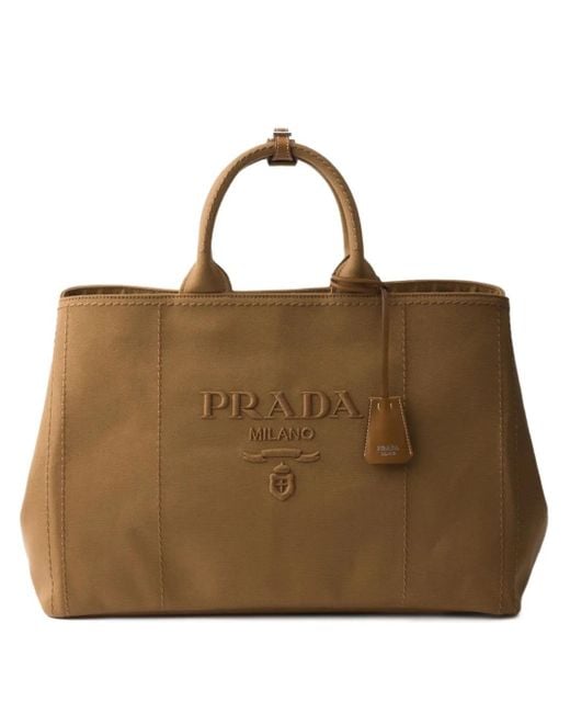 Prada Brown Jardinière Extra-Large Cotton Canvas Tote Bag for men
