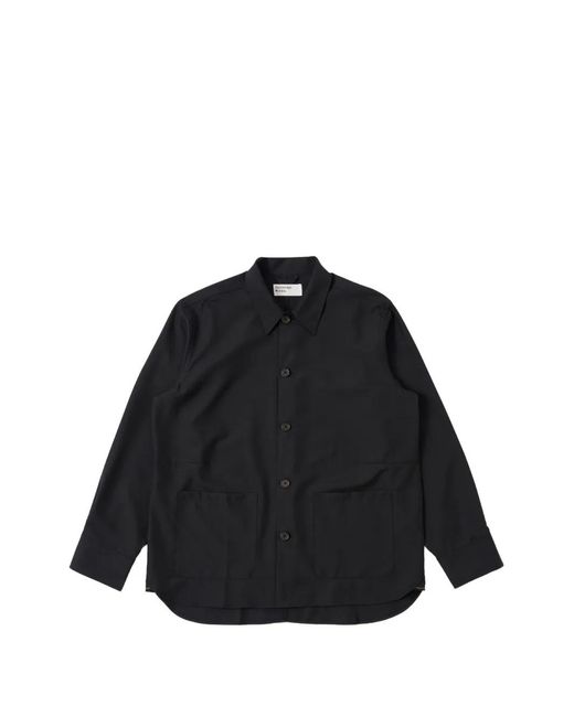 Universal Works Black Patch-Pocket Overshirt for men