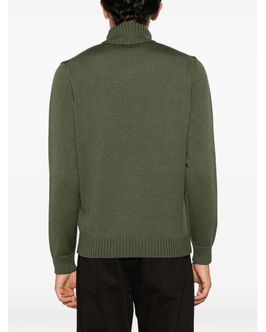 Zanone Green Roll-Neck Ribbed Sweater for men