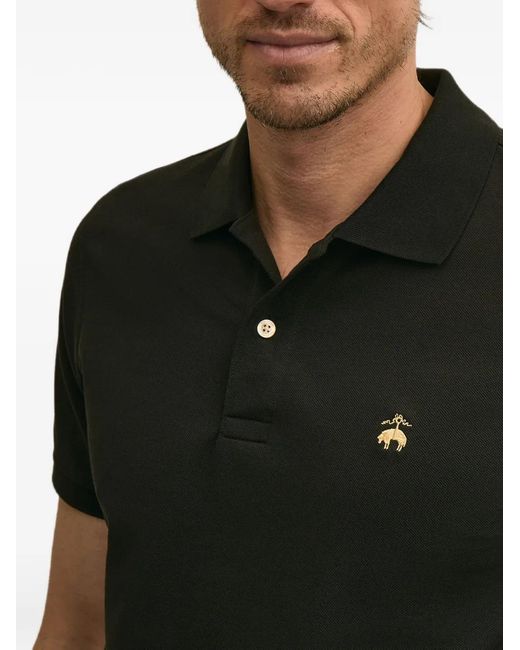 Brooks Brothers Black Logo-Embroidered Polo Shirt for men