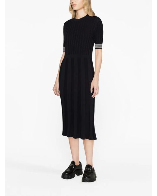 Thom Browne Black Cable-Knit Cotton Midi Dress