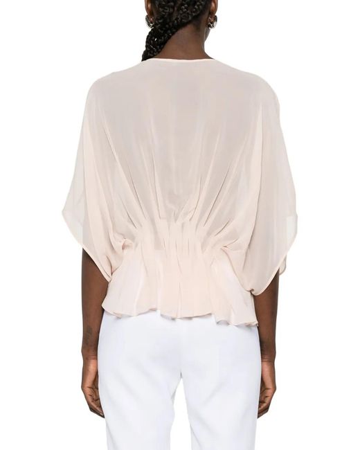 Max Mara Natural Buttoned Ruffled Top