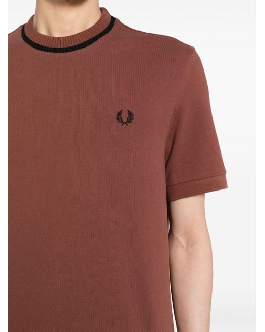 Fred Perry Brown Logo-embroidered Piqué T-shirt for men