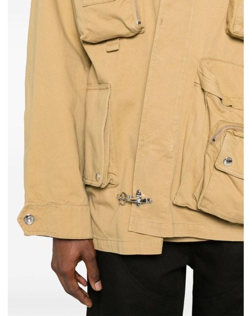 Lanvin Natural X Future Neutral Asymmetrical Cargo Jacket - Men's - Zamac/cotton/brass/calf Leather for men