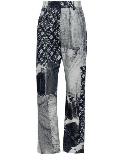 Aries Gray Jacquard Patchwork Jeans for men
