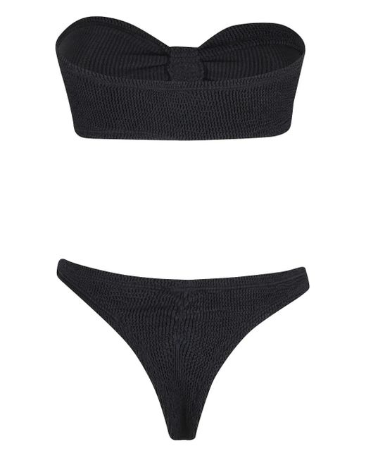 Hunza G Black Bow-Detail Bandeau Bikini Set