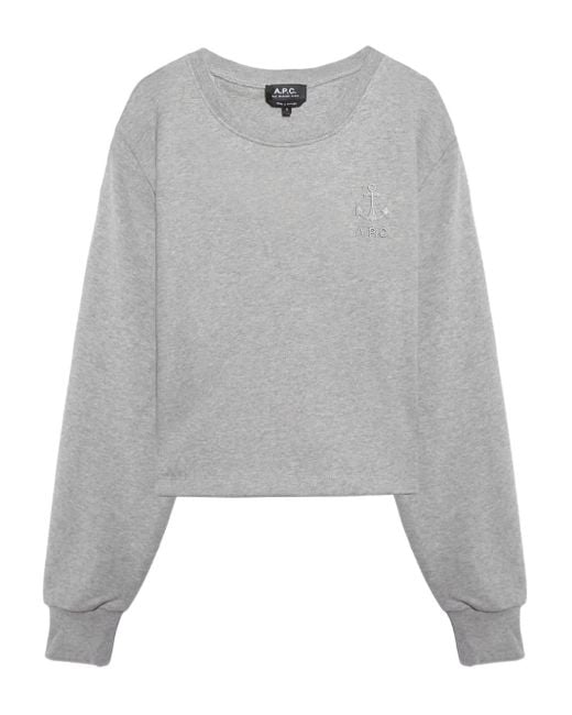 A.P.C. Gray Anchor-Embroidered Sweatshirt