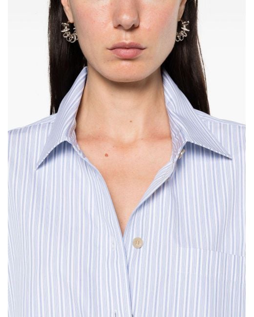 Gucci White Logo-embroidered Striped Shirt
