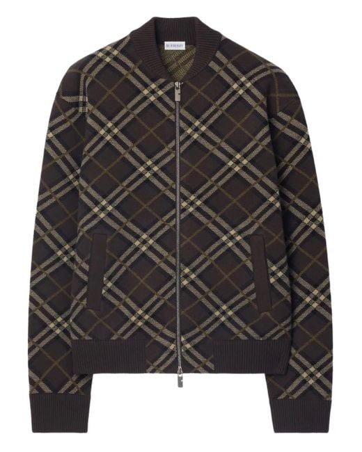 Burberry Black Check Wool Cashmere Bomber Jacket for men