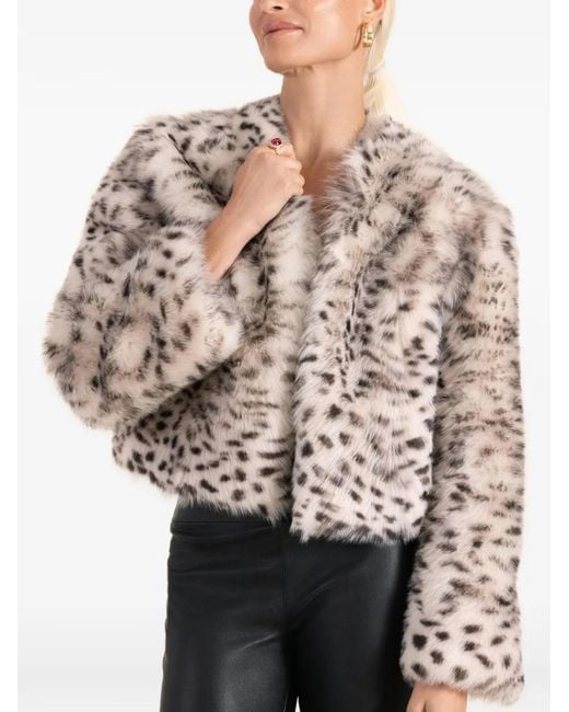 Susan Bender White Leopard-Print Shearling Jacket