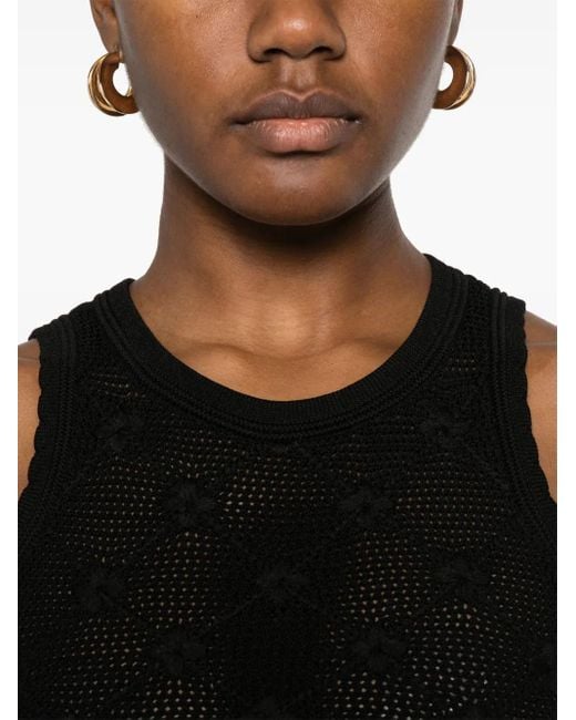 Sandro Black Floral-Embroidered Top