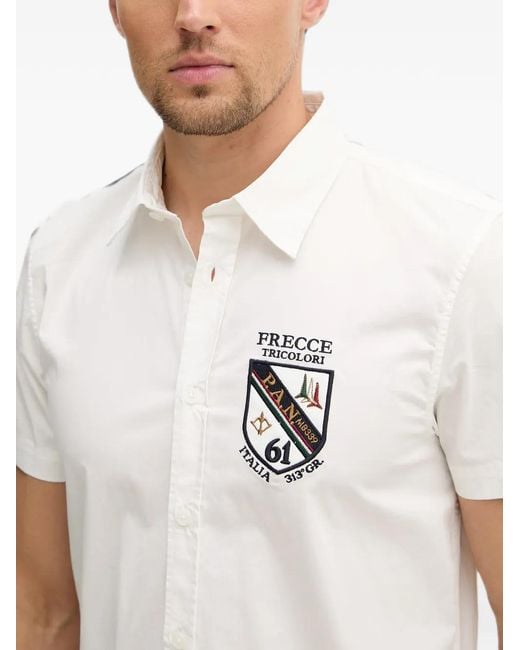 Aeronautica Militare White Logo-Patch Short-Sleeve Shirt for men