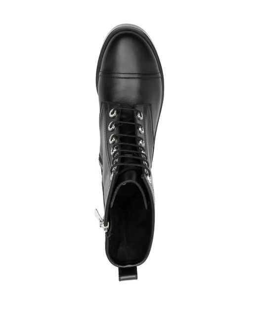 Casadei Black Leather Combat Boots