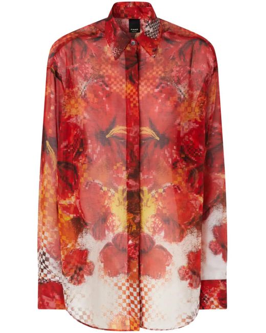 Pinko フローラル シャツ Red