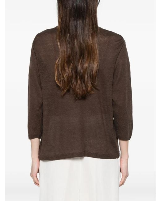 Majestic Filatures Brown V-Neck T-Shirt