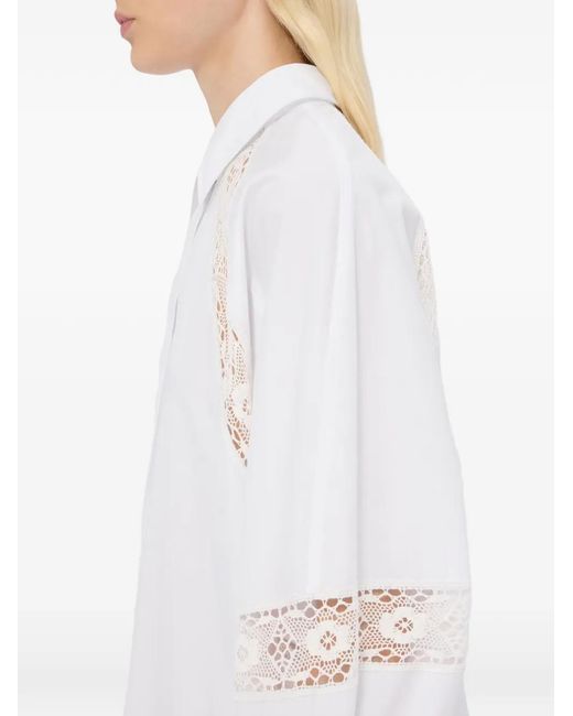 MSGM White Lace-Detail Mini Dress