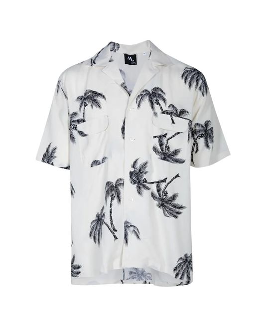 Doppiaa Overhemd Met Palmboomprint in het White voor heren