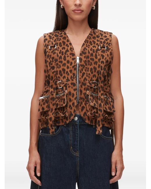 3.1 Phillip Lim Brown Leopard-Print Zip-Up Vest
