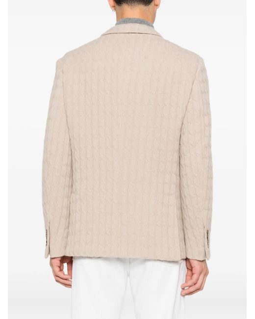 Eleventy Natural Cable-Knit Single-Breasted Blazer for men