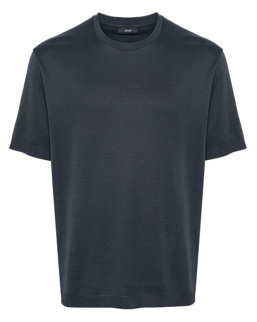 Herno Gestricktes T-Shirt mit Logo-Schild in Blue für Herren