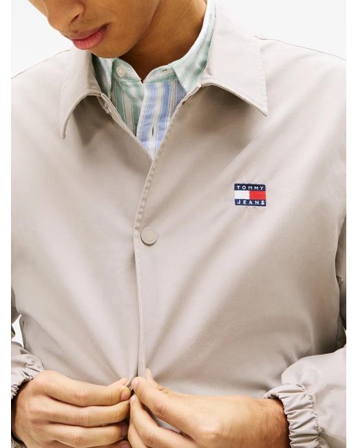 Tommy Hilfiger White Logo-Patch Overshirt for men